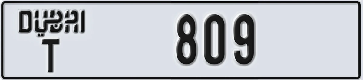UAE License Plate Dubai T 809