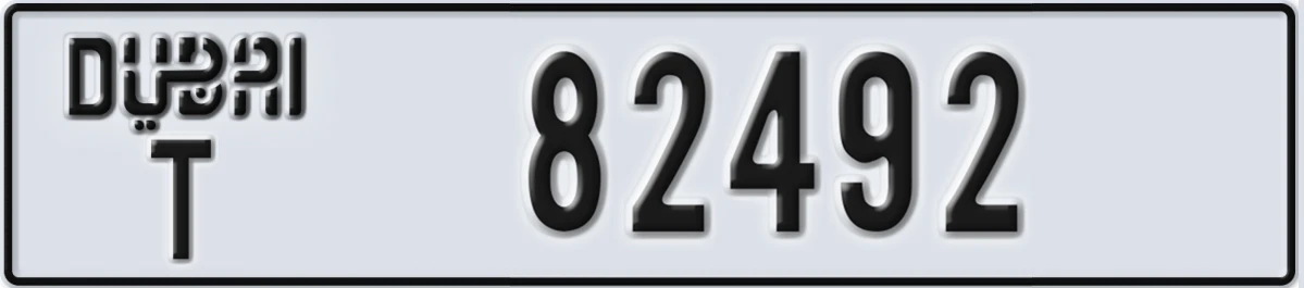 UAE License Plate Dubai T 82492