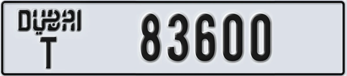 UAE License Plate Dubai T 83600