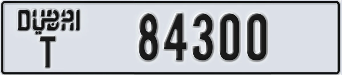 UAE License Plate Dubai T 84300