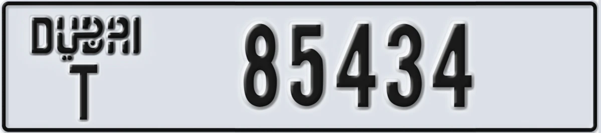 UAE License Plate Dubai T 85434