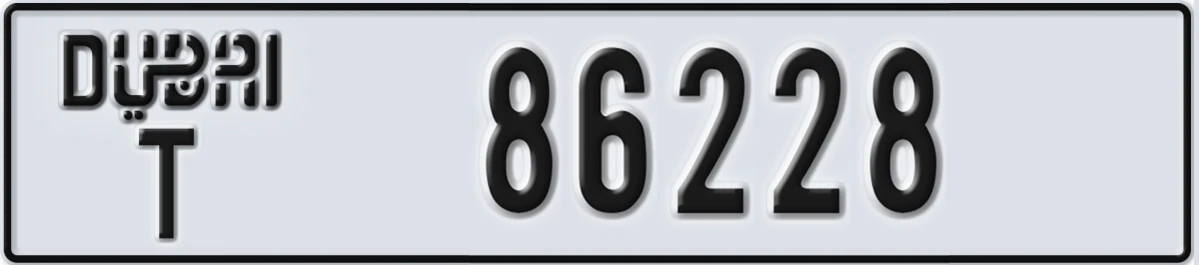 UAE License Plate Dubai T 86228