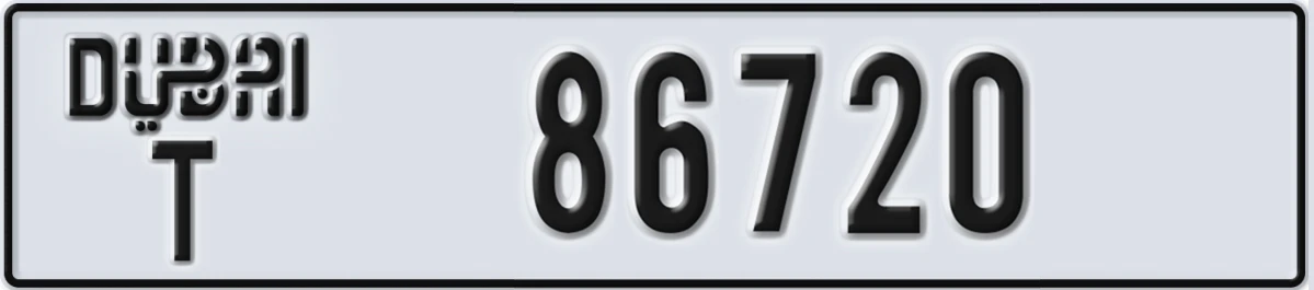 UAE License Plate Dubai T 86720