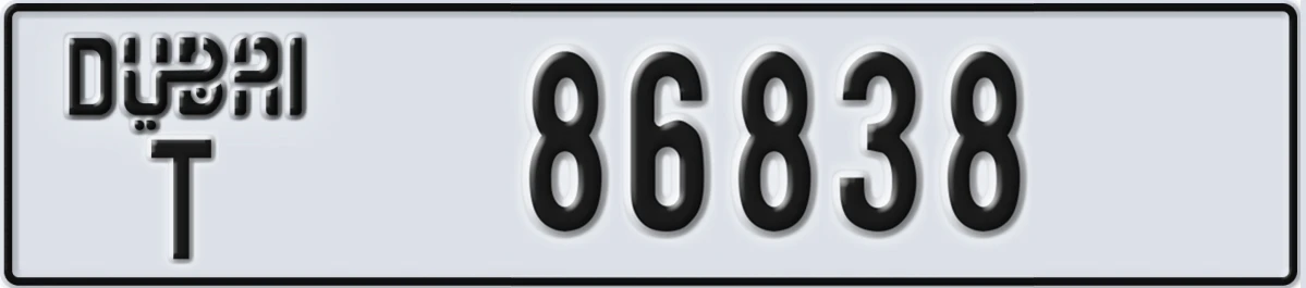 UAE License Plate Dubai T 86838