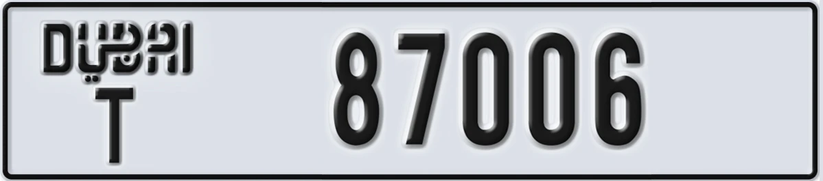 UAE License Plate Dubai T 87006