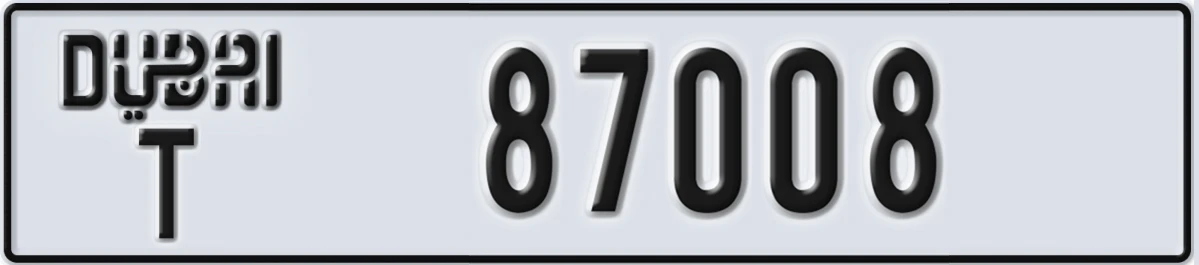 UAE License Plate Dubai T 87008