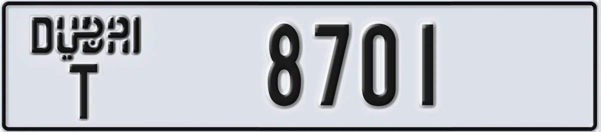 UAE License Plate Dubai T 8701
