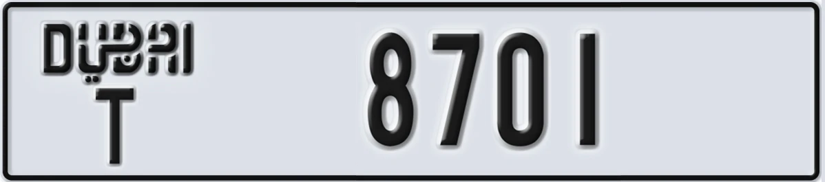 UAE License Plate Dubai T 8701