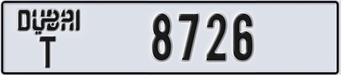 UAE License Plate Dubai T 8726