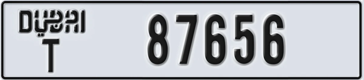 UAE License Plate Dubai T 87656
