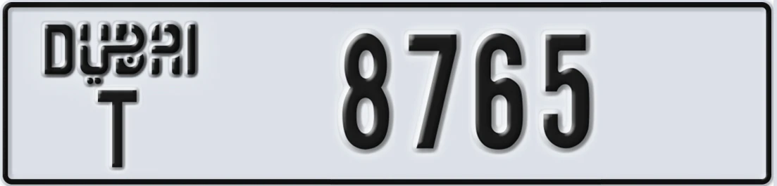 UAE License Plate Dubai T 8765X