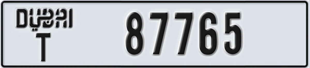 UAE License Plate Dubai T 87765