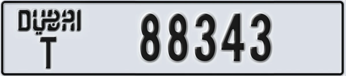 UAE License Plate Dubai T 88343