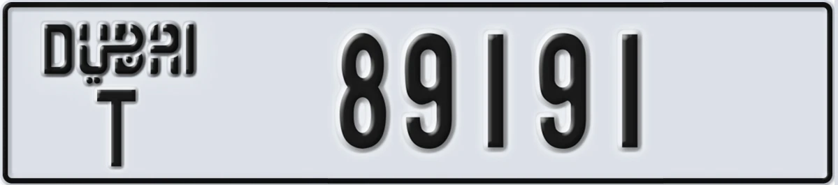 UAE License Plate Dubai T 89191