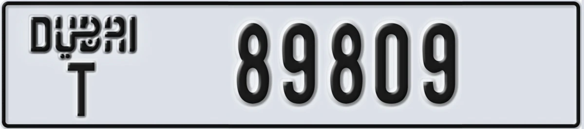 UAE License Plate Dubai T 89809