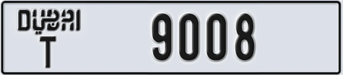 UAE License Plate Dubai T 9008