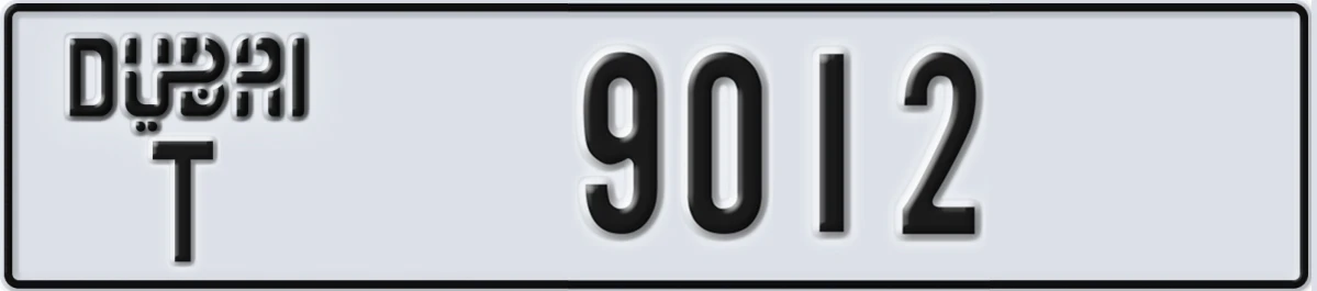 UAE License Plate Dubai T 9012