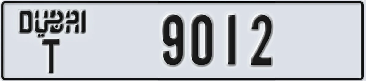 UAE License Plate Dubai T 9012