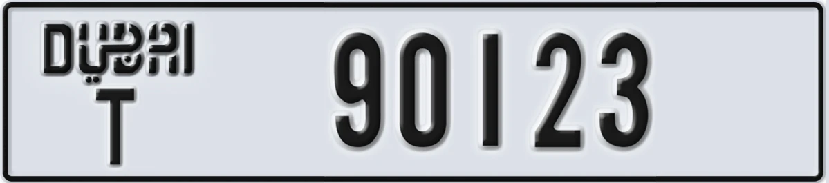 UAE License Plate Dubai T 90123