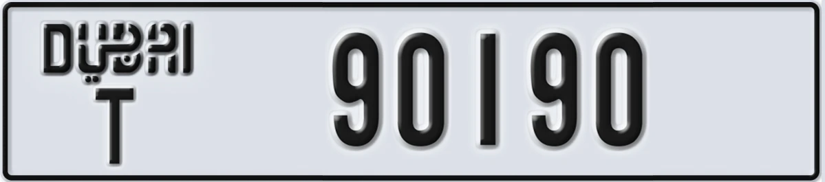 UAE License Plate Dubai T 90190