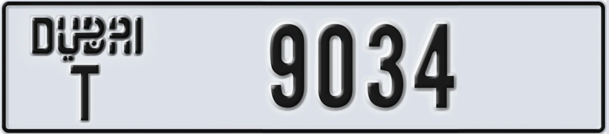 UAE License Plate Dubai T 9034