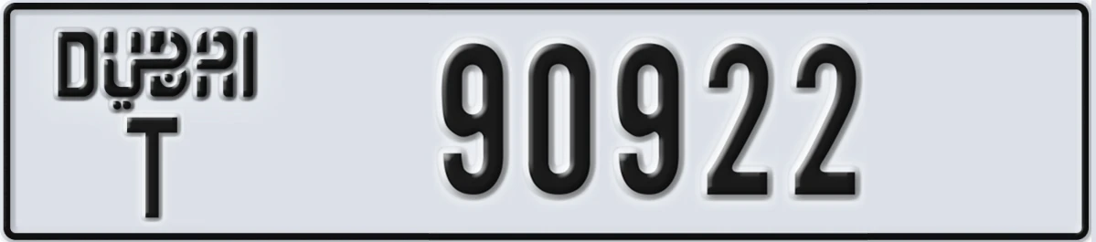 UAE License Plate Dubai T 90922