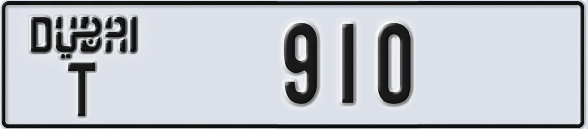 UAE License Plate Dubai T 910