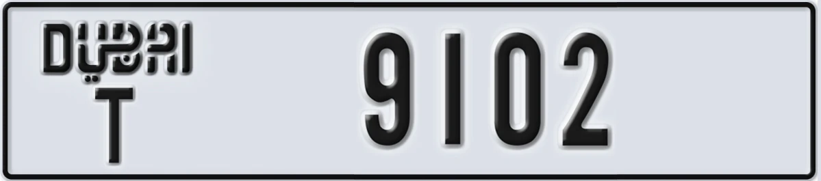 UAE License Plate Dubai T 9102