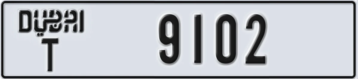 UAE License Plate Dubai T 9102