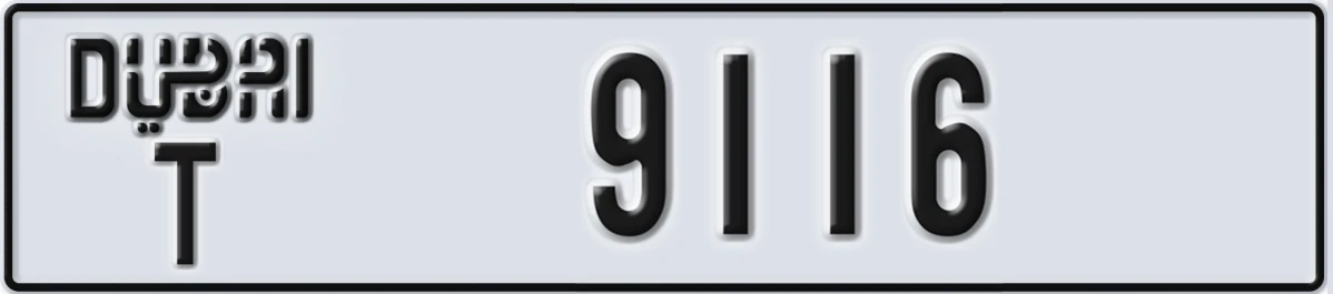 UAE License Plate Dubai T 9116