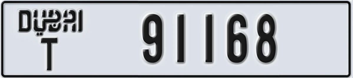 UAE License Plate Dubai T 91168