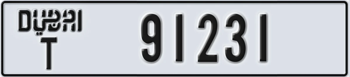 UAE License Plate Dubai T 91231