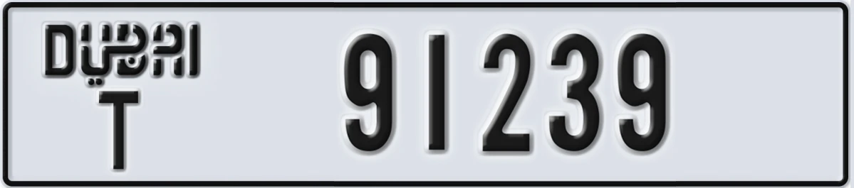 UAE License Plate Dubai T 91239