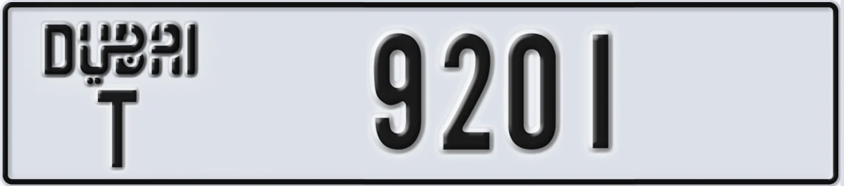 UAE License Plate Dubai T 9201