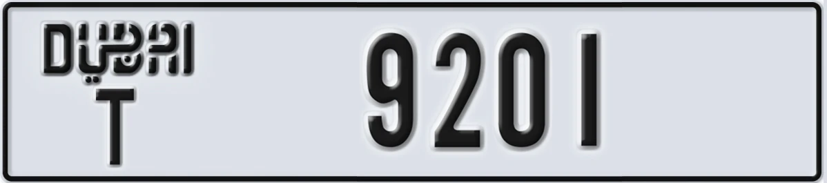 UAE License Plate Dubai T 9201