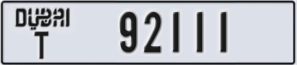 UAE License Plate Dubai T 92111