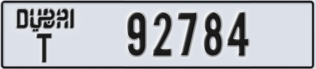 UAE License Plate Dubai T 92784
