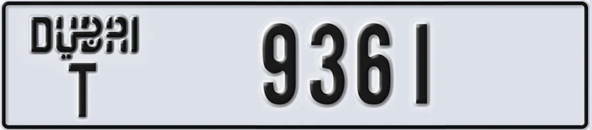 UAE License Plate Dubai T 9361