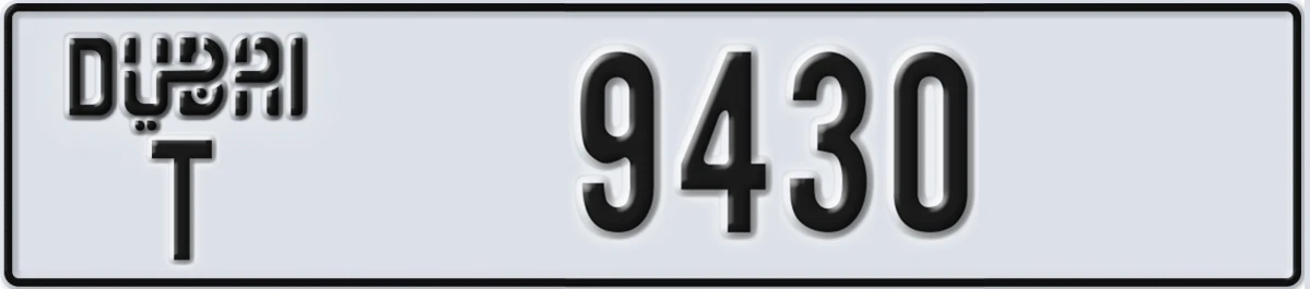 UAE License Plate Dubai T 9430
