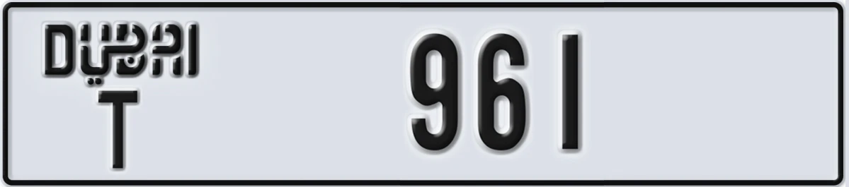 UAE License Plate Dubai T 961