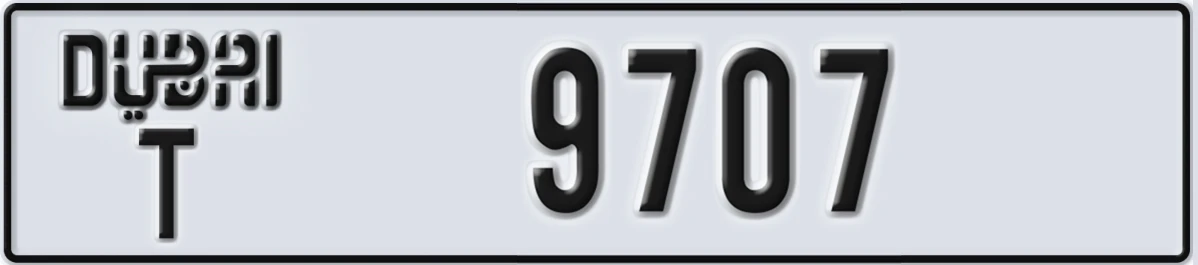 UAE License Plate Dubai T 9707