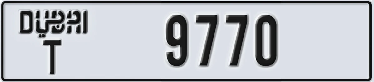 UAE License Plate Dubai T 9770