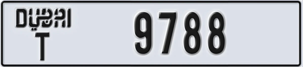 UAE License Plate Dubai T 9788