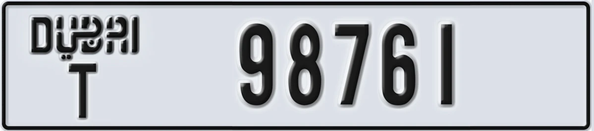 UAE License Plate Dubai T 98761