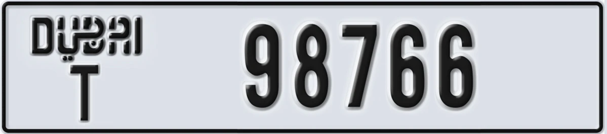 UAE License Plate Dubai T 98766