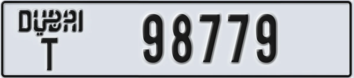 UAE License Plate Dubai T 98779