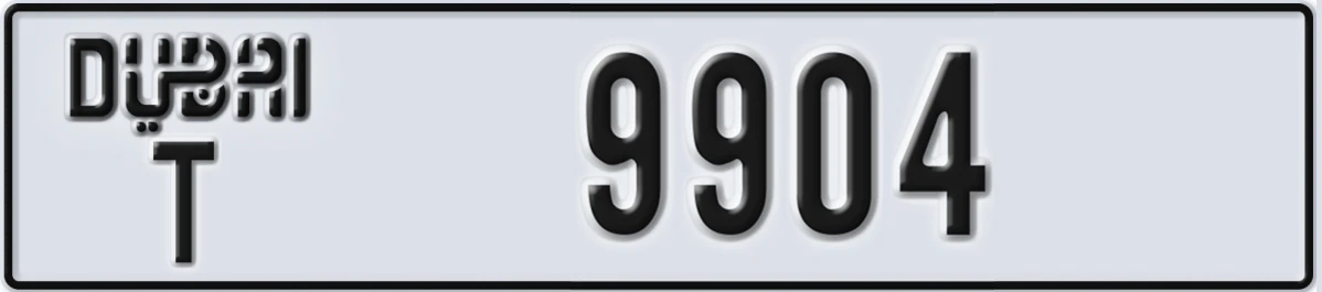 UAE License Plate Dubai T 9904