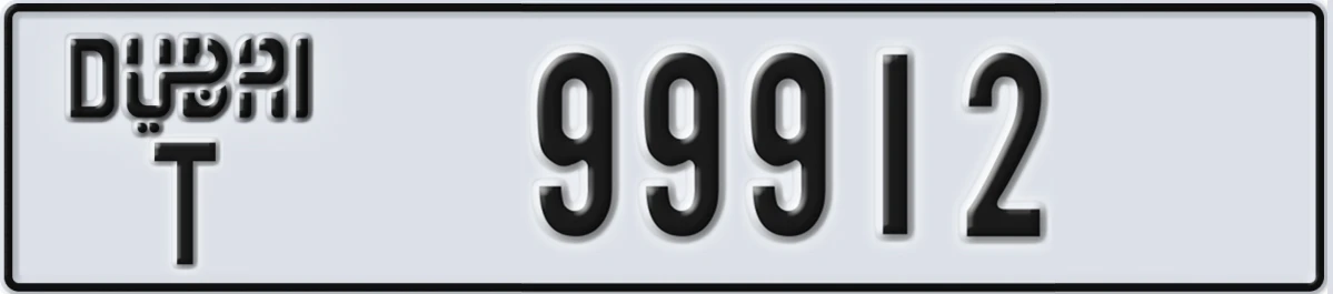 UAE License Plate Dubai T 99912