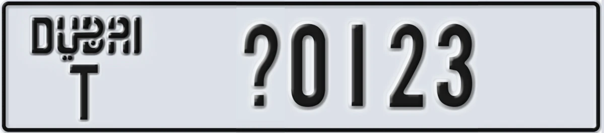 UAE License Plate Dubai T X0123