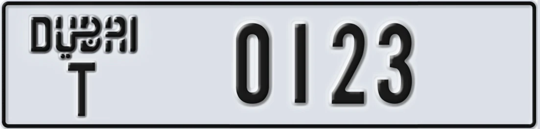 UAE License Plate Dubai T X0123